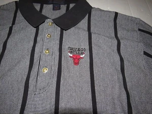 Vintage NBA Chicago Bulls Antigua Embroidered Striped Polo Shirt Size XL - Picture 1 of 4