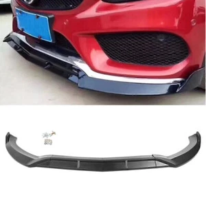 New Matte Black Front Bumper Lip Cover Trim For Benz W205 Sport DP Style 2015-18 - Picture 1 of 12