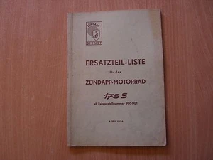 Zündapp 175S Lista de piezas de repuesto Catálogo de piezas 04.1956 - Imagen 1 de 1