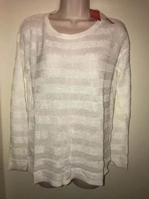 Suéter para mujer ELLE a rayas adornado L/S cuello redondo "MALVAVISCO" talla M nuevo con etiquetas  Foto 1 de 4