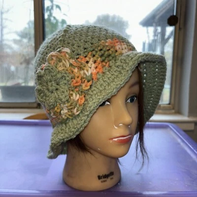 SOMBRERO CROCHET Mano Verde Salvia Naranja Blanco Colores FLAPPER ESTILO AÑOS 20 NUEVO Foto 1 de 4