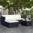 Outdoor Garden Patio Furniture 5PCS PE Rattan Wicker Sectional Cushioned Sofa