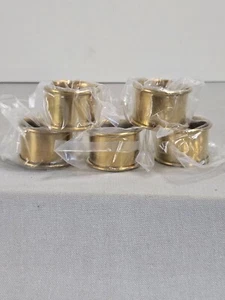 Vintage Round Brass Napkin Ring Holders Set Of 5 - Picture 1 of 7