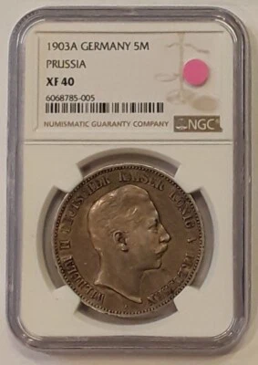 1903A  GERMANY / PRUSSIA,  5 MARKS,  NGC XF40 - Image 1 of 4