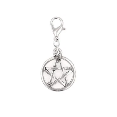 Ciondolo PENTACOLO stella con Moschettone Clip per Bracciale Collana Cane Gatto - Immagine 1 di 4