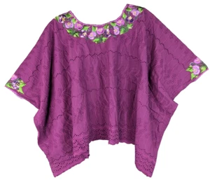 Guatemalan Huipil Poncho Handmade Embroidered Shirt Shoulder Boho Festival 70x20 - Picture 1 of 11