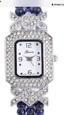 GENOA WATCH WITH AUSTRIAN CRYSTALS AND BEADED BAND - Image 1 of 4