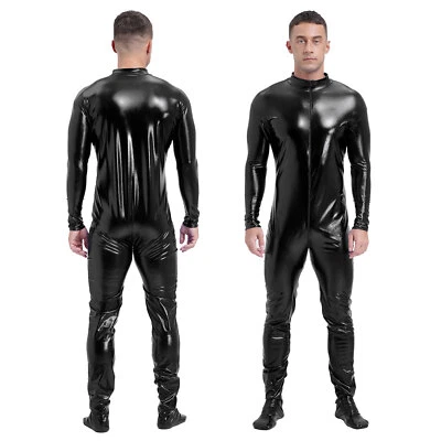 Mono Para Hombre Metálico Brillante Gato Escenario Rendimiento Juegos con disfraces Ropa de club nocturno Disfraz Foto 1 de 4