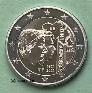 Belgio 2 euro 2021 unione economica con Lussemburgo moneta commemorativa - Foto 1 di 1