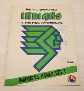 1979-1980 SPRINGFIELD INDIANS AHL PROGRAM, December 1, 1979 vs Hawks