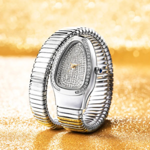Women's Luxury Snake Watch Stainless Steel Waterproof Fashion Bling Diamond Wris