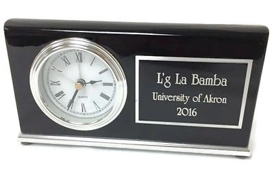 Personalized Clock, Black Piano Finish, Wood Horizontal Desk Clock Engraved Gift - Image 1 of 4