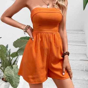 Mono Completo Mujer Mono Mameluco Elegante Pantalones Slim Naranja 72046 - Imagen 1 de 7