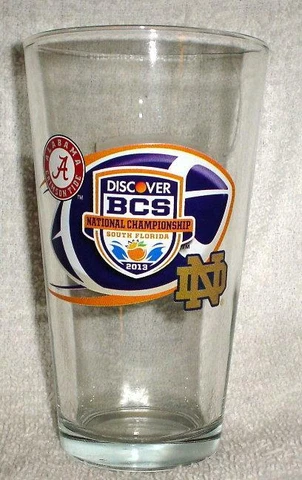 NOTRE DAME FIGHTING IRISH 2012 UNDEFEATED v ALABAMA CRIMSON TIDE BCS PINT GLASS Cover