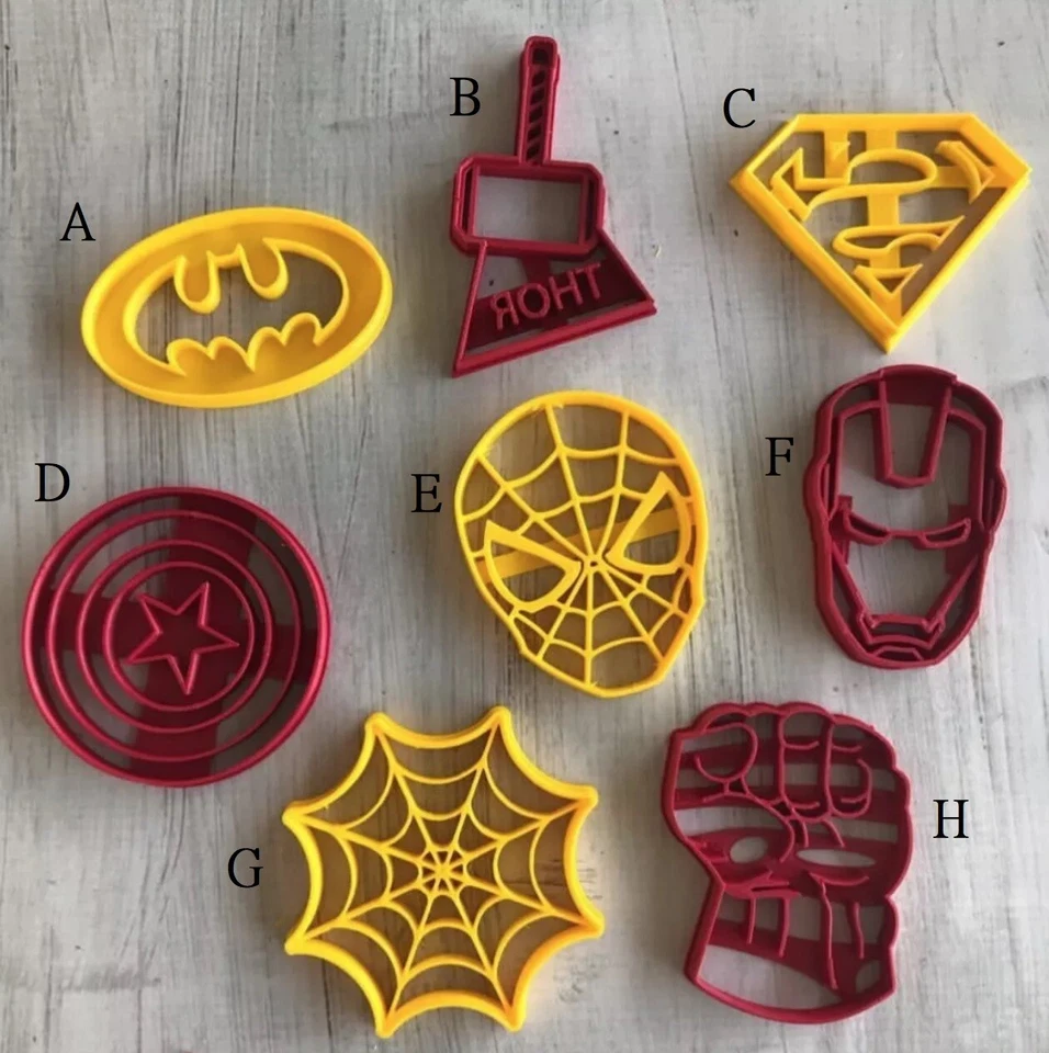 Super Hero Cookie Cutter or Fondant Cutter Spiderman Batman Thor  - image 1 of 1