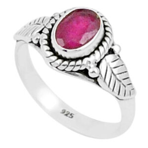 Summer Sale Silver 1.63cts Solitaire Natural Pink Ruby Oval Ring Size 7 U19630