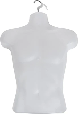 Male Molded Shatterproof Frosted Hanging Shirt Form with Hook - Fits Men'S Sizes - Image 1 of 4