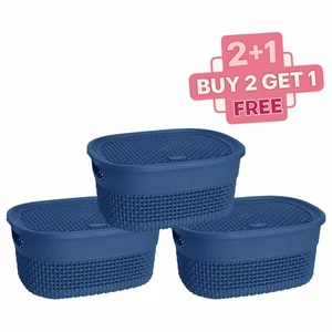 3 x 14L Storage Boxes with Lid Plastic Baskets School Office Kitchen Pharmacy - Picture 1 of 18
