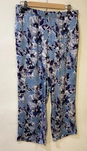 Soft Surroundings Blue Floral Bamboo Crop Pants NWT M - Picture 1 of 4