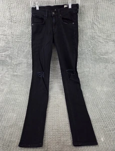 Pantalones de mezclilla ajustados desgastados Rag & Bone para mujer talla 25 negros tiro medio elásticos - Imagen 1 de 10