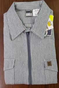 Camisa Big Bill Para Hombres XXL Ferrocarril a Rayas de Nogal - 183S/OS 1/4 Cremallera De Colección - Imagen 1 de 7