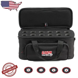 Pro 12 Mikrofon Tragetasche Tasche mit Schaumstoff - robustes Nylon, Zubehörtasche, 16x8x10" - Bild 1 von 2