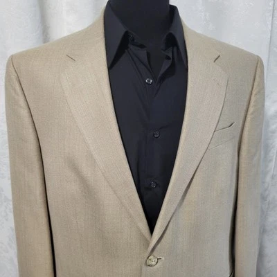 Abrigo Blazer Deportivo Oscar De La Renta Para Hombre Dos Botones Tostado Seda Lana Talla 44L Foto 1 de 4