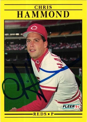 CHRIS HAMMOND #65 Signed 1991 Fleer MLB Baseball Card AUTO REDS - Image 1 of 2