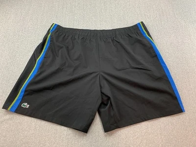 Shorts masculino Lacoste esporte ajuste regular 4XL preto listra azul desempenho conforto - Imagem 1 de 4
