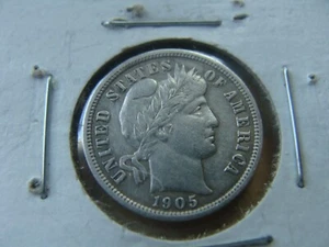 1905 0 BARBER DIME NICE DETAILS SILVER COIN VF - Picture 1 of 5