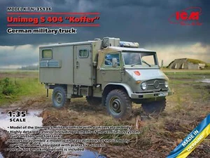 1:35 ICM KIT Unimog S 404 With Box Body German Military Truck Kit ICM35136 - Foto 1 di 2