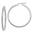 Real 14Kt White Gold Diamond In/Out Hoop Earrings
