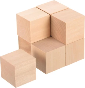 8Pcs Basswood Carving Block, 1.5"X1.5"X1.5" Square Wooden Dowels Blocks for DIY, - Picture 1 of 7