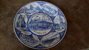 Vintage Storico Piatto Blu Pubblicità Souvenir Corn Palace Mitchell South Dakota - Foto 1 di 3
