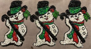 LOT 3 Vtg Kage Christmas Snowman Candy Cane Decoration Melted Plastic Popcorn - Picture 1 of 2