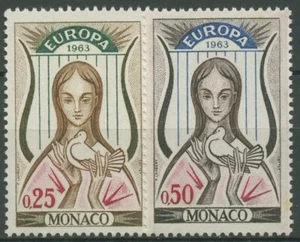 Mónaco 1963 Europa CEPT mujer con paloma 742/43 sin usar - Imagen 1 de 1