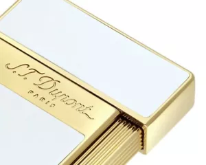 S.T. DUPONT ACCENDINO SLIMMY FIAMMA A TORCIA LACCATO BIANCO E DORATO 028004 - Imagen 1 de 10