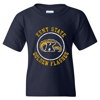 Kent State Golden Flashes Distressed Circle Logo University Youth T-Shirt - Navy - Image 1 of 4