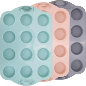 3 Pack 12 Cups Silicone Muffin Pan Nonstick Regular Silicone Cupcake Pan, For Ma - Picture 1 of 7