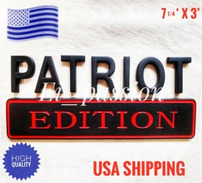 EDICIÓN PATRIOTA LOGOTIPO NEGRO PARA TODOS LOS AUTOS Y CAMIONETAS EMBLEMA PERSONALIZADO capó símbolo lateral Foto 1 de 4