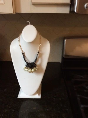 $125 Robert Lee Morris imitación perla cristal y cuero collar multi fila 521 Foto 1 de 4