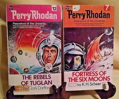 PERRY RHODAN SET 2 PB REBELS TUGLAN #12 1972 FORTRESS SIX MOONS #7 1971 ACE. - Image 1 of 4