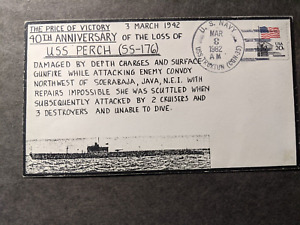 Submarine USS PERCH SS-176 Naval Cover 1982 SUNK Cachet USS TRUXTUN CGN-35