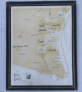 The King Ranch, seltene Original Aquarellkarte von R.D.C. 1953, 25'' x 33'' - Bild 1 von 17