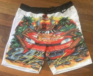 Jeff Gordon Jurassic Park Graphic Print Knit Shorts Vintage MR Michael Roxx Sz M - Picture 1 of 14