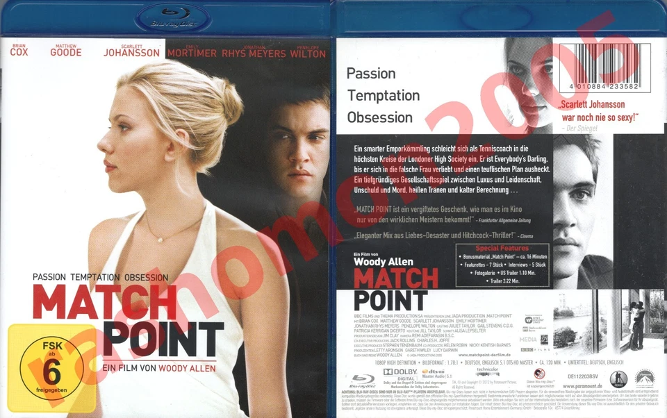 Blu-ray MATCH POINT Jonathan Rhys Meyers Scarlett Johansson Woody Allen Region B - Image 1 of 1