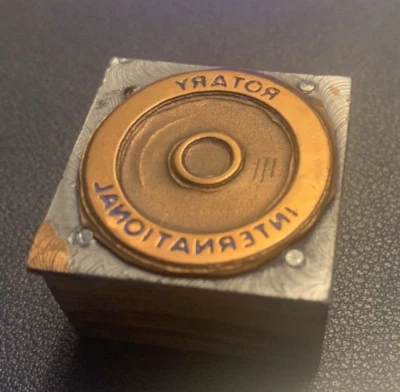 Bloque de impresión tipográfica Rotary International Vintage Foto 1 de 2