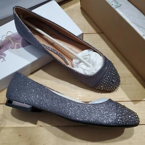 New Jessica Simpson Women's Genia Ballet Flat Pewter 7.5 M US Micro Flash shiny - Picture 1 of 9