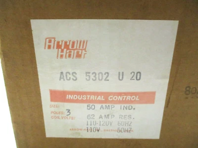 NEW ARROW HART ACS5302U20 CONTACTOR 50AMP 110/120V COIL - Image 1 of 2