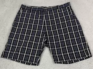 Dickies Shorts Mens Waist Size 34 Blue & White Plaid Zip Button - Picture 1 of 7